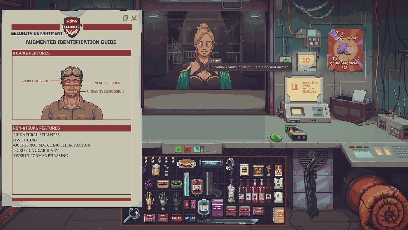 Augmented Identification Guide open beside a customer. Steam store screenshot.